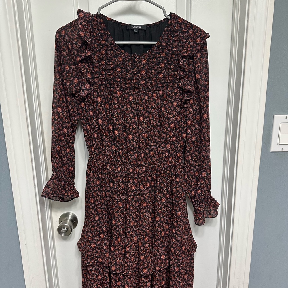Madewell Georgette Tiered Ruffle Midi Dress